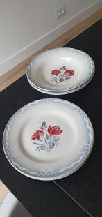 Vintage borden met bloemenprint, Gebruikt, Ophalen of Verzenden