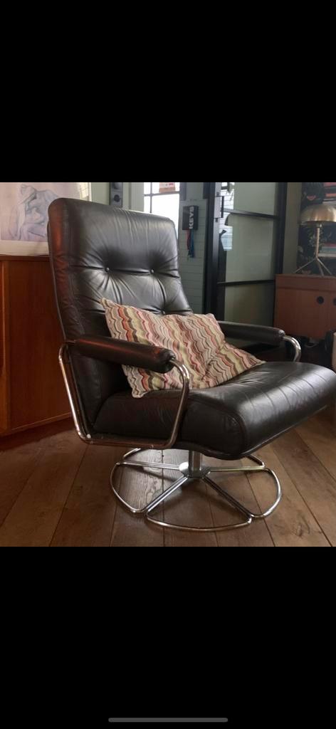 Jan de Bouvrie fauteuil leer Gelderland 1970, Huis en Inrichting, Fauteuils, Gebruikt, Leer, Ophalen