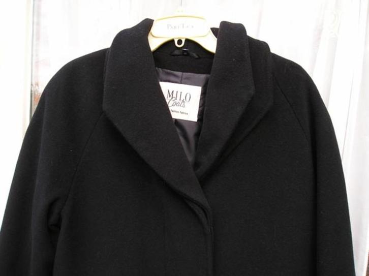 Milo Coats mooie lange zwarte jas mt 40 wol en polyamide, Kleding | Dames, Jassen | Winter, Zo goed als nieuw, Maat 38/40 (M)