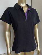 Zwarte dames polo, lila bies, Porsche Design, 911, maat L, Maat 38/40 (M), Zwart, Ophalen of Verzenden, Zo goed als nieuw