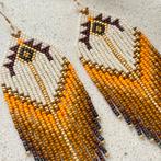 Ibiza, bohemian, Aarde tinten / Fringes Oorbellen / RVS, Ophalen of Verzenden, Nieuw, Overige materialen, Hangers