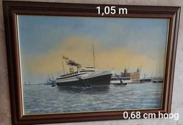 Schilderij stoomschip ' ss Nieuw-Amsterdam'  beschikbaar voor biedingen