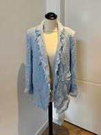 Licht blauw Zara tweed blazer jas jasje parel knoop XS 34 36, Kleding | Dames, Jasjes, Kostuums en Pakken, Zara, Gedragen, Jasje