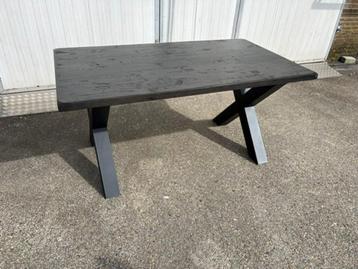 luxe eetkamer tafel eiken zwart x poot 160x90 cm, show model beschikbaar voor biedingen