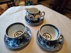 Antiek Thee Servies - Blauw Wit, Ophalen of Verzenden