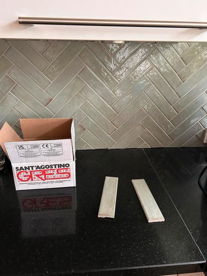 Visgraat Tegels - Kleur Breeze 0,75m2, Doe-het-zelf en Verbouw, Tegels, Nieuw, Wandtegels, Keramiek, 20 tot 40 cm, Minder dan 20 cm