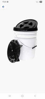 Autopoets emmer met grit guard en deksel, Ophalen of Verzenden