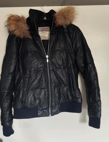 McGregor Blauw Leren M Bomberjack Bontkraag beschikbaar voor biedingen