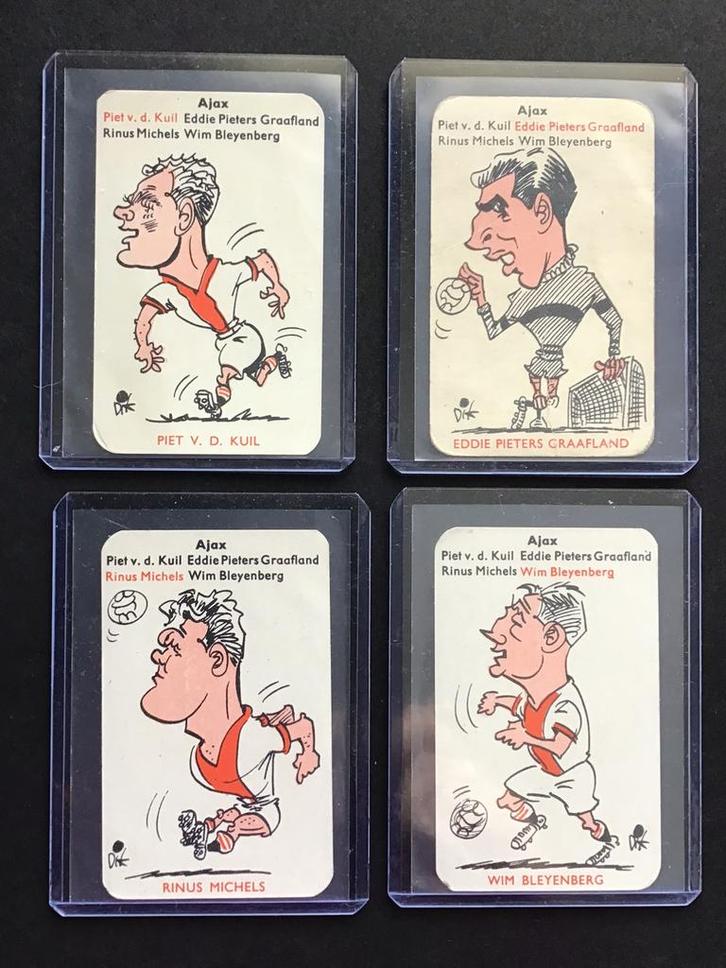 Voetbal Dik Bruynesteyn kwartet Ajax 1958, compleet, Verzamelen, Sportartikelen en Voetbal, Gebruikt, Spelerskaart, Ajax, Ophalen of Verzenden