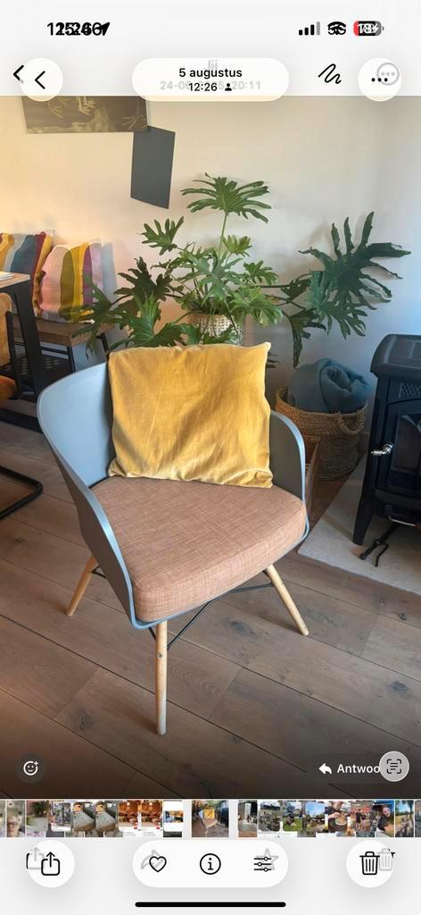 Kunstof Fauteauil / kuipstoel grijs, Huis en Inrichting, Fauteuils, Zo goed als nieuw, Metaal, 50 tot 75 cm, Minder dan 75 cm