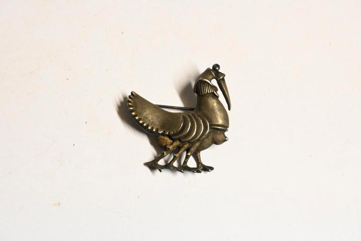 broche Elwetritsch vogel 4 poten damesborst 925 zilver fabel, Sieraden, Tassen en Uiterlijk, Broches, Zo goed als nieuw, Zilver