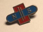 Metalen NS NED. SPOORWEGEN Broche (Rood/Blauw)., Verzamelen, Verzenden, Zo goed als nieuw, Transport, Speldje of Pin