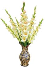 NieuweKunstbloem Gladiool 108 cm – Lichtgeel - boeket, Binnen, 3811JM, Info@rodebeagle.nl, Rode Beagle kunstbloemen