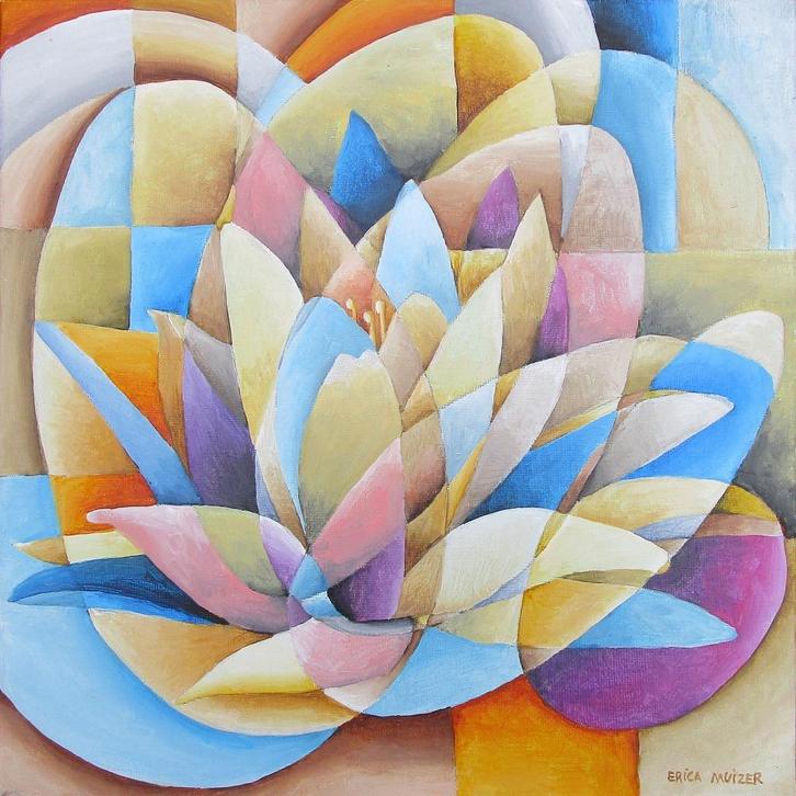 Prachtig schilderij van een waterlelie (handgeschilderd), Antiek en Kunst, Kunst | Schilderijen | Modern, Ophalen of Verzenden