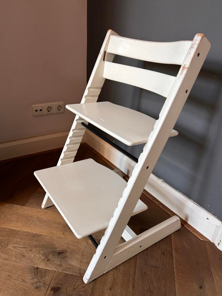 Stokke Tripp Trapp kinderstoel, wit, Ophalen, Gebruikt, Meegroeistoel, Aanschuifbaar