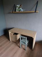 Steigerhouten bureau met speelgoedbak en bijpassende plank, Tafel(s), Zo goed als nieuw, Ophalen