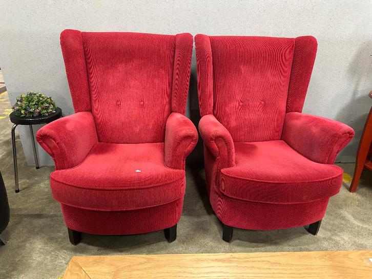 Fauteuils rood/roze 2x WD-028 MP177, Huis en Inrichting, Fauteuils, Stof, 50 tot 75 cm, 75 tot 100 cm, Ophalen