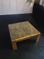 Vintage 1960s Coffee Table met Fossiel Steen Look hout, Huis en Inrichting, Tafels | Salontafels, Ophalen, Gebruikt, Minder dan 50 cm