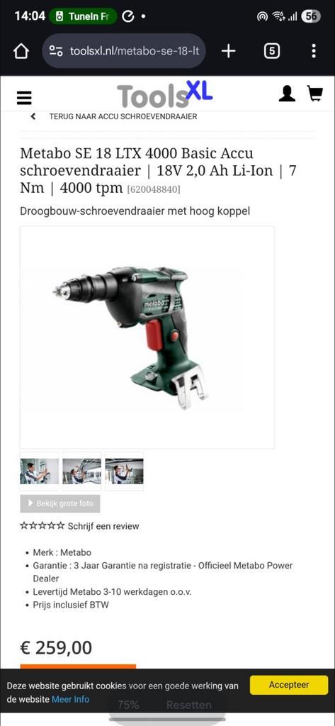 Metabo SE LTC 4000 Basic schroefboormachine, Doe-het-zelf en Verbouw, Gereedschap | Boormachines, Nieuw, Boor- en Schroefmachine