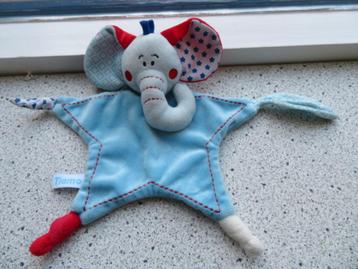 Knuffeldoek olifant merk Tiamo Circus blauw velours ster beschikbaar voor biedingen