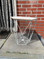Witte draadmand met deksel, Ophalen, Rond, Hout, Minder dan 55 cm