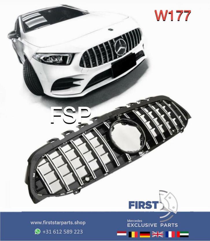 W177 V177 A KLASSE GT AMG GRIL ZWART/CHROOM 2018-2022 PANAME, Auto-onderdelen, Overige Auto-onderdelen, Mercedes-Benz, Gebruikt