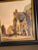 Stadsgezicht naar Cornelis Springer, olieverf op doek, Antiek en Kunst, Kunst | Schilderijen | Klassiek, Ophalen of Verzenden