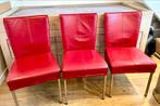 Set van 6 leren eetkamerstoelen, Huis en Inrichting, Stoelen, Ophalen, Gebruikt, Neutraal, Leer