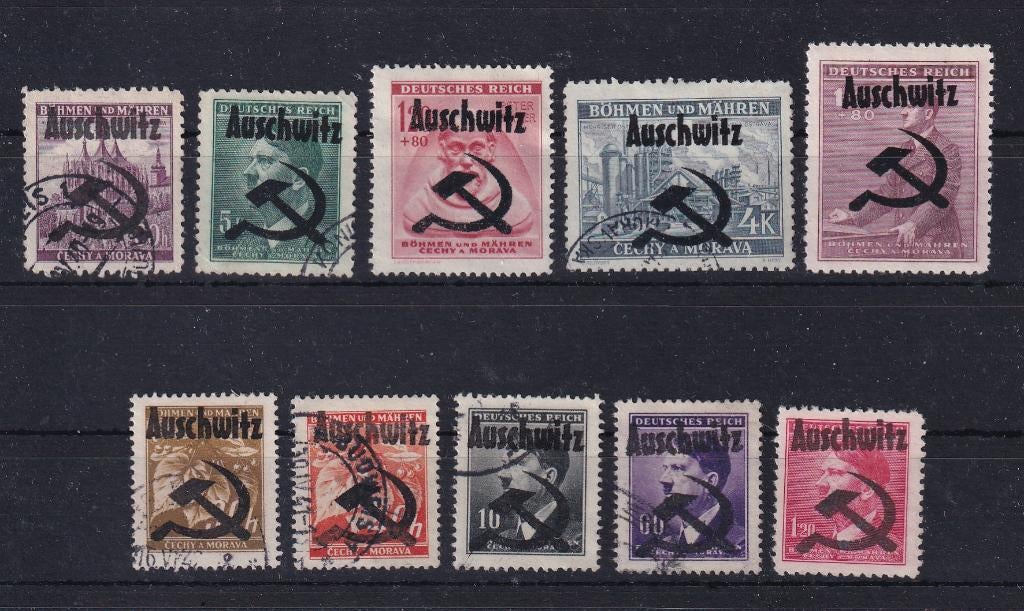 X222) 1944 Duitsland lokaal Auschwitz 10x opdruk geen gar, Postzegels en Munten, Ophalen of Verzenden, Duitse Keizerrijk, Gestempeld