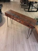 Sidetable hout met metalen poten; 4 lades; 110 x 76 x 30 cm, Ophalen, 100 tot 150 cm, Rustiek, Zo goed als nieuw