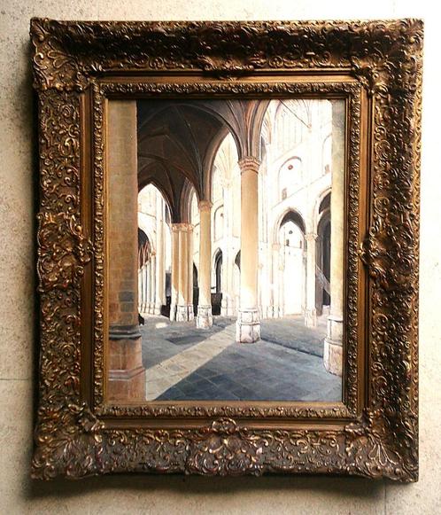 Kerkinterieur Maria Magdalena kerk te Goes ca. 1940, Antiek en Kunst, Kunst | Schilderijen | Klassiek, Ophalen of Verzenden