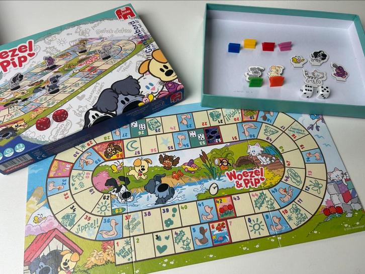 Woezel en Pip ganzenbord, Hobby en Vrije tijd, Gezelschapsspellen | Bordspellen, Zo goed als nieuw, Een of twee spelers, Drie of vier spelers