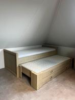 90x210 bed + matras en uitschuifbaar logeerbed steigerhout, 90 cm, 210 cm, Eenpersoons, Zo goed als nieuw