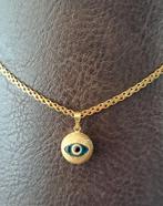14K Gouden Ketting met Boze Oog Hanger, Met hanger, Ophalen of Verzenden, Zo goed als nieuw, Goud