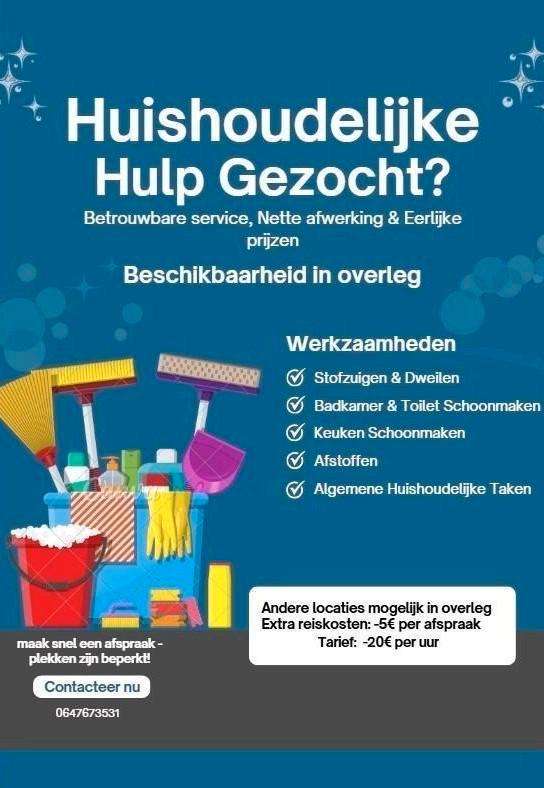 Schoonmaak Hulp voor Thuis, Diensten en Vakmensen, Huishoudelijke hulp