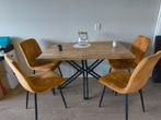 Mangohouten Eettafel met Stoelen, Huis en Inrichting, Ophalen, 100 tot 150 cm, 50 tot 100 cm, Zo goed als nieuw