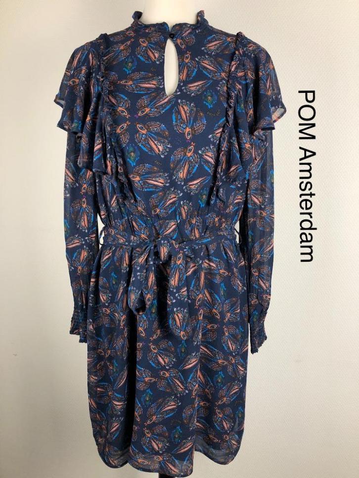 POM Amsterdam Jurk  (mt: 38) 14,6/8572, Kleding | Dames, Jurken, Zo goed als nieuw, Maat 38/40 (M), Blauw, Onder de knie, Ophalen of Verzenden
