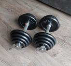 2 dumbbells gietijzer 2x 15 kg spinlock sluiters 30kg totaal, Sport en Fitness, Fitnessmaterialen, Ophalen, Gebruikt, Benen, Dumbbell