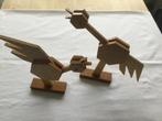 Houten beweegbare kippen vintage jaren 60., Antiek en Kunst, Ophalen of Verzenden
