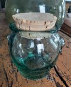 Lichtgroene glazen pot met kurk - zware kwaliteit, Ophalen of Verzenden