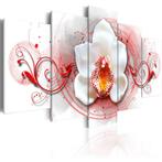 309 Rood Orchidee 5 Luik Canvas Schilderij 200x100cm 2 maten, Antiek en Kunst, Kunst | Schilderijen | Klassiek, Ophalen of Verzenden