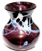 Schitterende Paars Met Witblauwe Web Glazen Buik Vaas, Antiek en Kunst, Antiek | Glas en Kristal, Verzenden