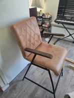 Leather bar stool, Huis en Inrichting, Barkrukken, Ophalen, Met voetsteun, Zo goed als nieuw, Metaal