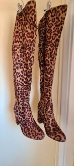 Overknee laarzen panterprint maat 41, Ophalen of Verzenden, Zo goed als nieuw, Bruin, Hoge laarzen