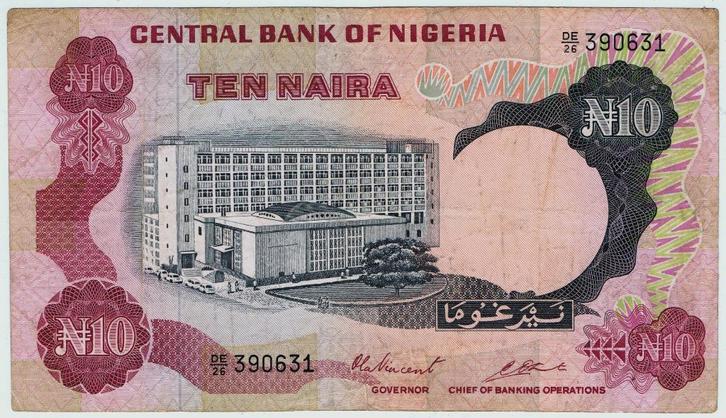 21-1011 Nigeria 10 naira ND, Postzegels en Munten, Bankbiljetten | Afrika, Los biljet, Nigeria, Verzenden