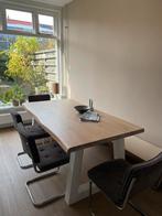 Houten Eettafel Goossens met Metalen Onderstel, Huis en Inrichting, Tafels | Eettafels, Ophalen, 100 tot 150 cm, Eikenhout, 200 cm of meer