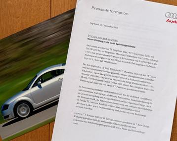 Audi TT 8N Coupe 150 pk persinformatie - Duits beschikbaar voor biedingen