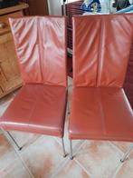 Vier leren eetkamerstoelen ., Ophalen, Gebruikt, Bruin, Vier