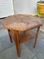 Antiek 8-hoekig klein tafeltje, bijzet, Minder dan 55 cm, Gebruikt, Overige vormen, Hout