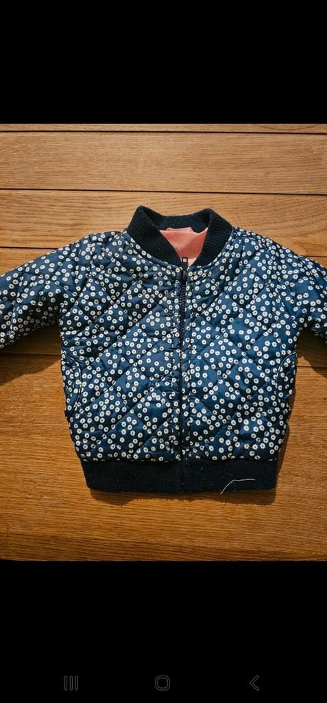 Kinderen/Meisjes Bomberjack Blauw & Witte Bloemen | E68, Kinderen en Baby's, Babykleding | Maat 68, Zo goed als nieuw, Meisje